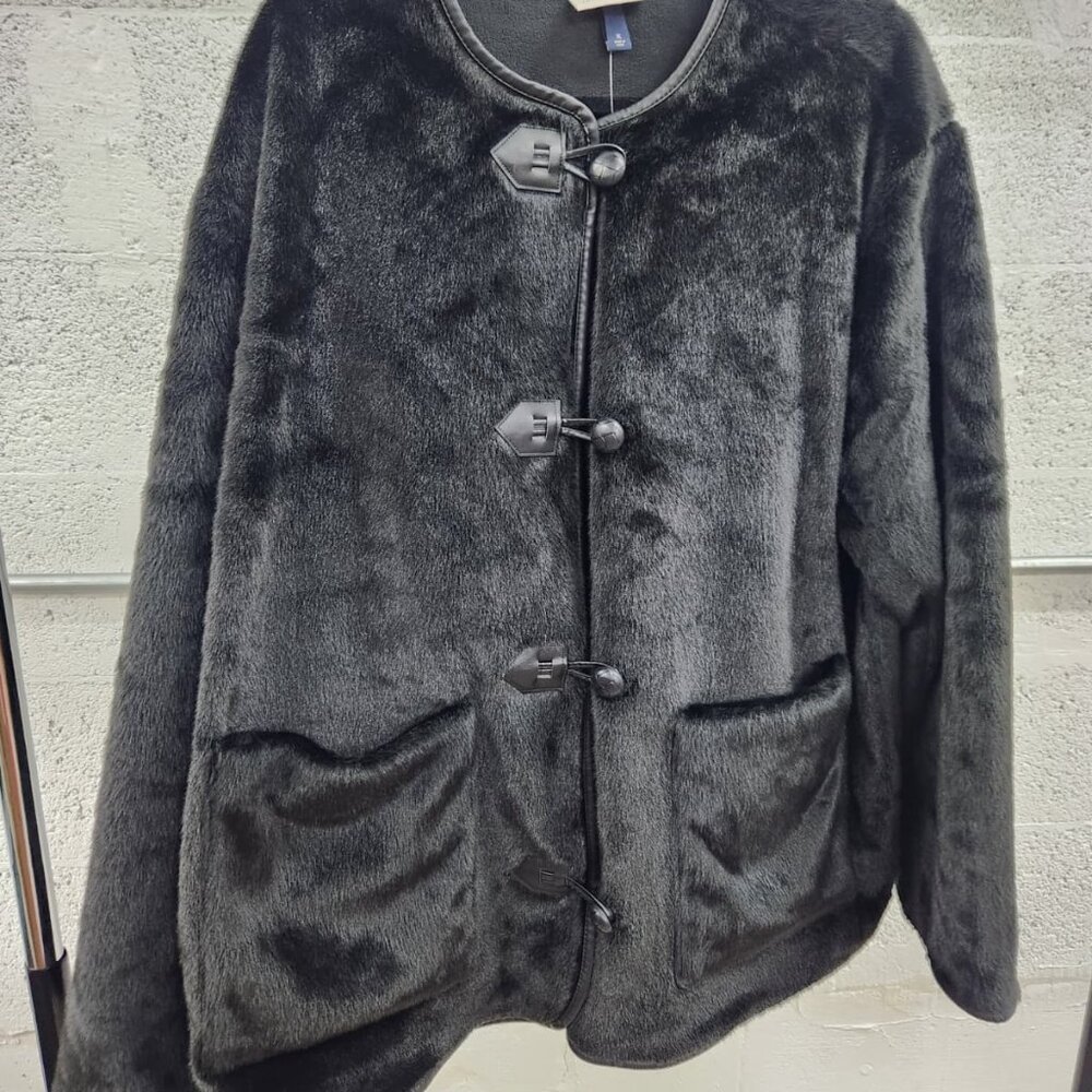 NWT Universal Thread Faux Fur Toggle Jacket in Black – Size XL‎ - Picture 10 of 14